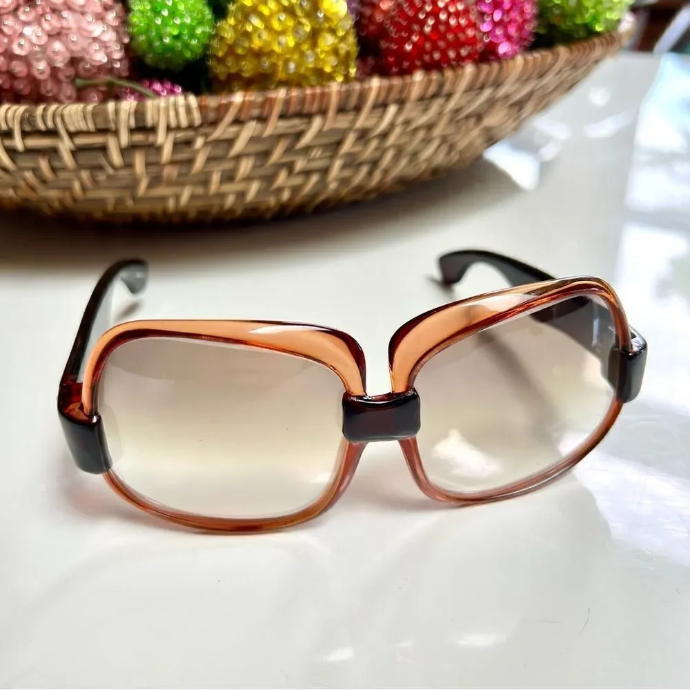 Swoonworthy MASSIVE 1970s Da Vinci Oversized Rose Brown Acetate Sunglasses